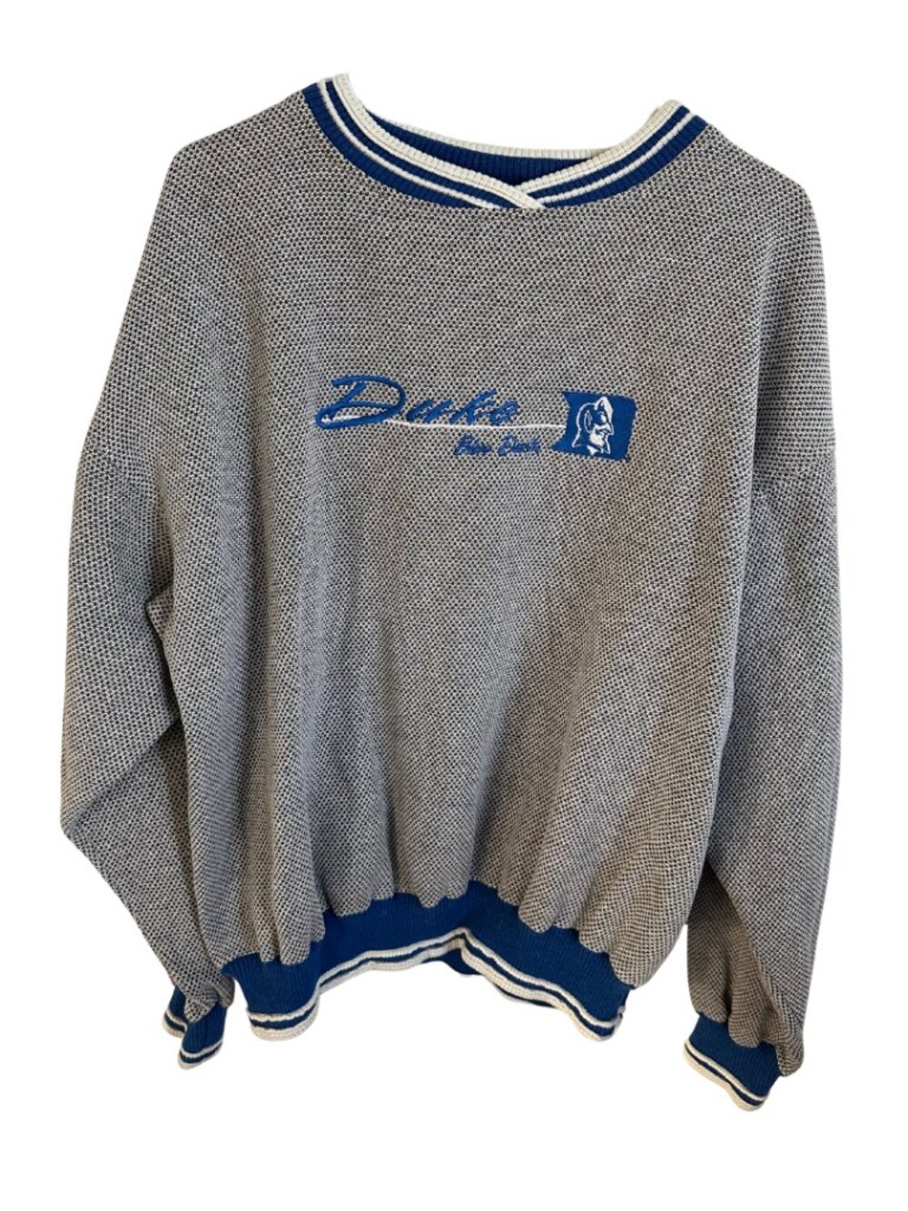 Vintage Duke Blue Devils Knit Crewneck Pullover (Size Large)